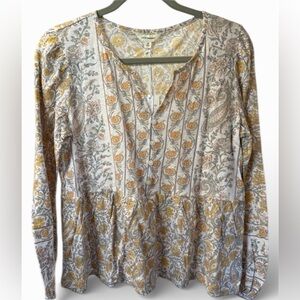 Lucky Brand Paisley Floral Button-Up Top New Medium (Large In Closet)